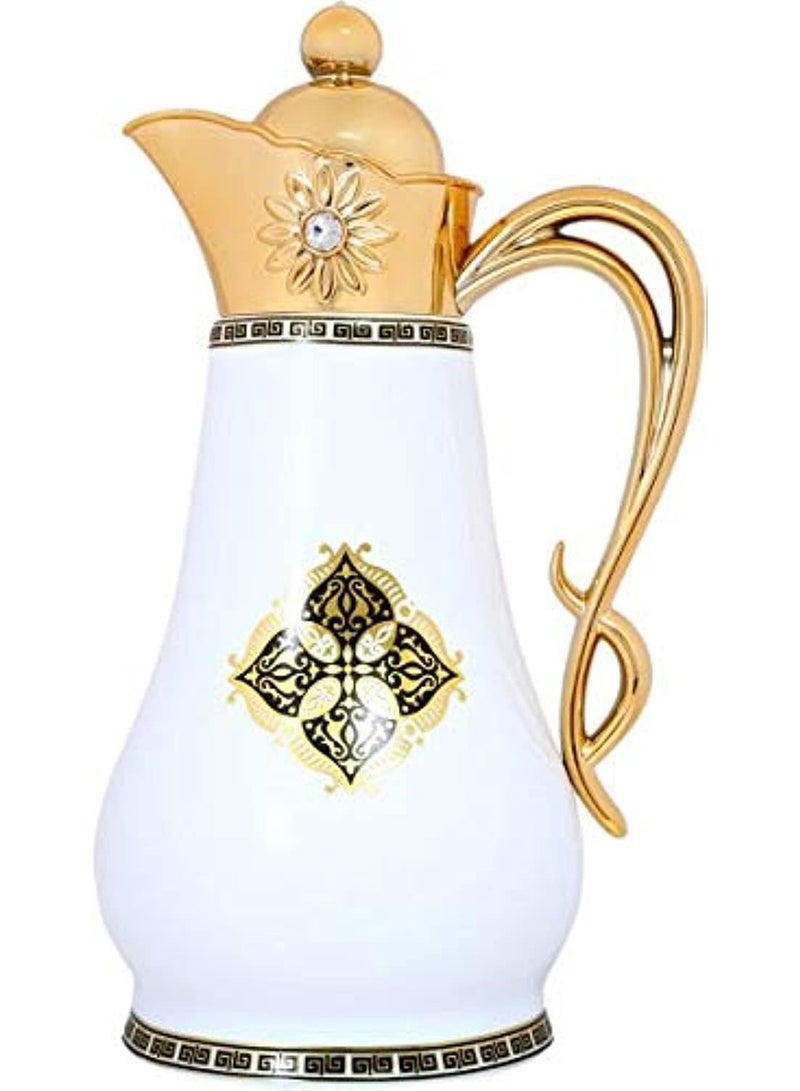 Shallow Bone China Arabic Dallah Flask 1L | Elegant Insulated Coffee Pot for Serving Arabic Coffee