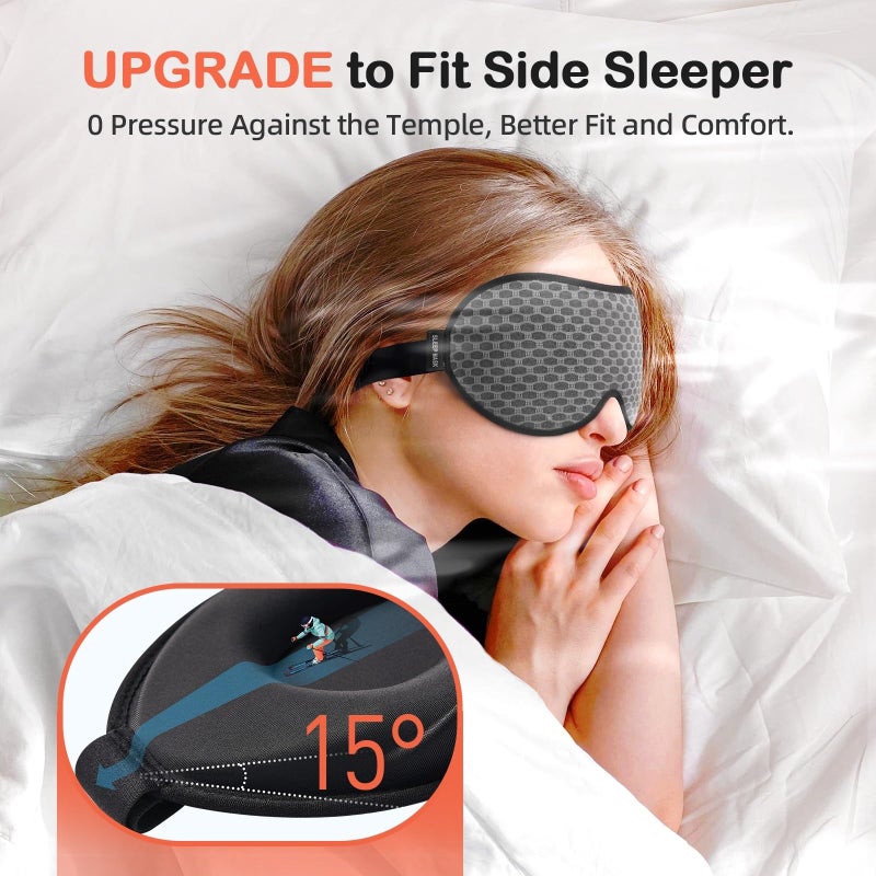INNELO Sleep Mask, Eye Mask for Sleeping Women Men, 3D Contoured Cup Sleeping Mask Light Blocking No Eye Pressure Soft Eye Shade Covers for Sleeping Blindfold for Travel Nap Yoga Night Shift, Grey - Image 4