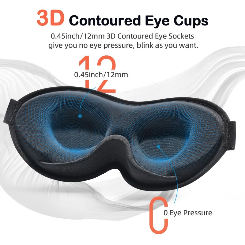 INNELO Sleep Mask, Eye Mask for Sleeping Women Men, 3D Contoured Cup Sleeping Mask Light Blocking No Eye Pressure Soft Eye Shade Covers for Sleeping Blindfold for Travel Nap Yoga Night Shift, Grey - Image 3