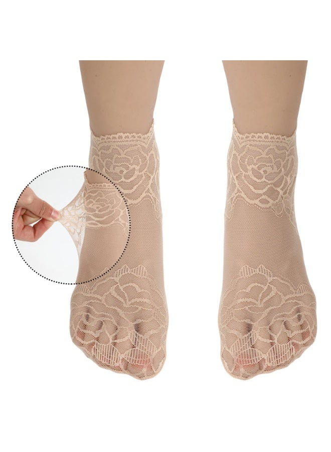 5Pairs Women's Lace Socks Sheer Lace Socks Fishnet Socks Ankle Mesh Lace Socks Lace Loose Socks for Women Girls - Image 4