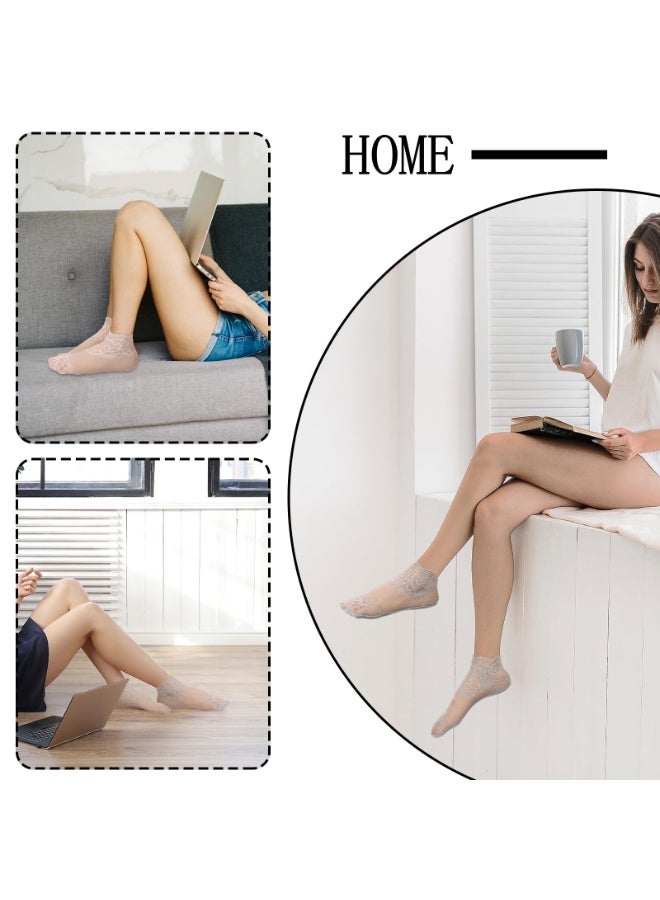 5Pairs Women's Lace Socks Sheer Lace Socks Fishnet Socks Ankle Mesh Lace Socks Lace Loose Socks for Women Girls - Image 2