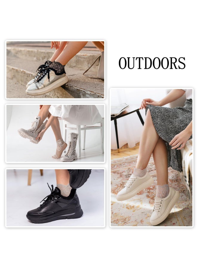 5Pairs Women's Lace Socks Sheer Lace Socks Fishnet Socks Ankle Mesh Lace Socks Lace Loose Socks for Women Girls - Image 5
