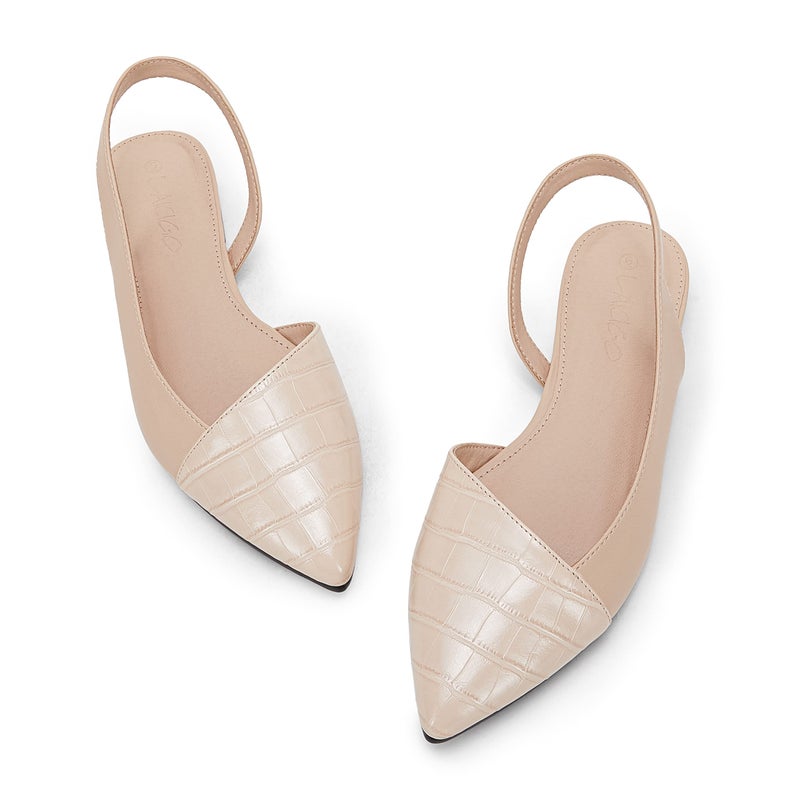 LAICIGO Womens Slingback Flats Closed Pointed Toe Animal Print Low Heel Shoes Slip On Comfortable Sandals 7.5 - Image 1