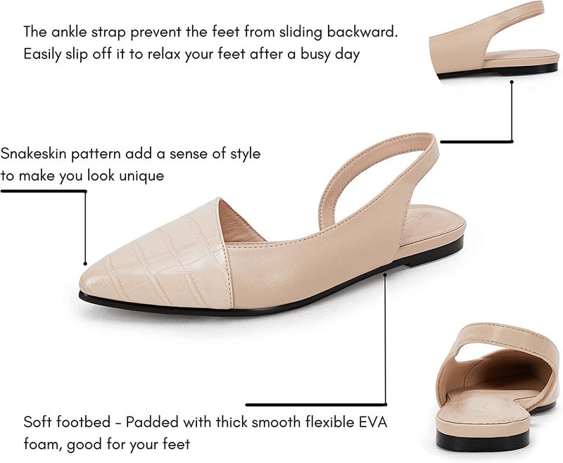 LAICIGO Womens Slingback Flats Closed Pointed Toe Animal Print Low Heel Shoes Slip On Comfortable Sandals 7.5 - Image 3