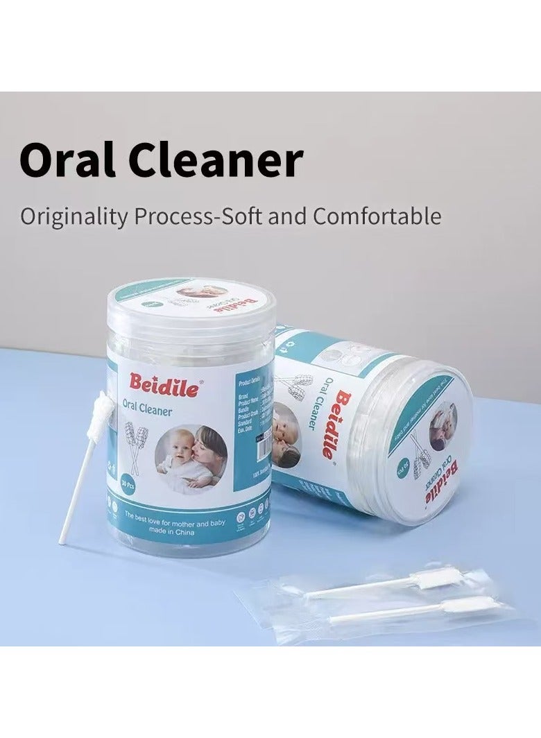 Beidile Oral Cleaner - 30 Pieces Disposable Baby Tongue And Oral Cleaning Cotton Swabs With Gauze Head Oral Cleaner 0-1 Year Old Baby Teeth Brush Infant Tongue Washing - Image 1