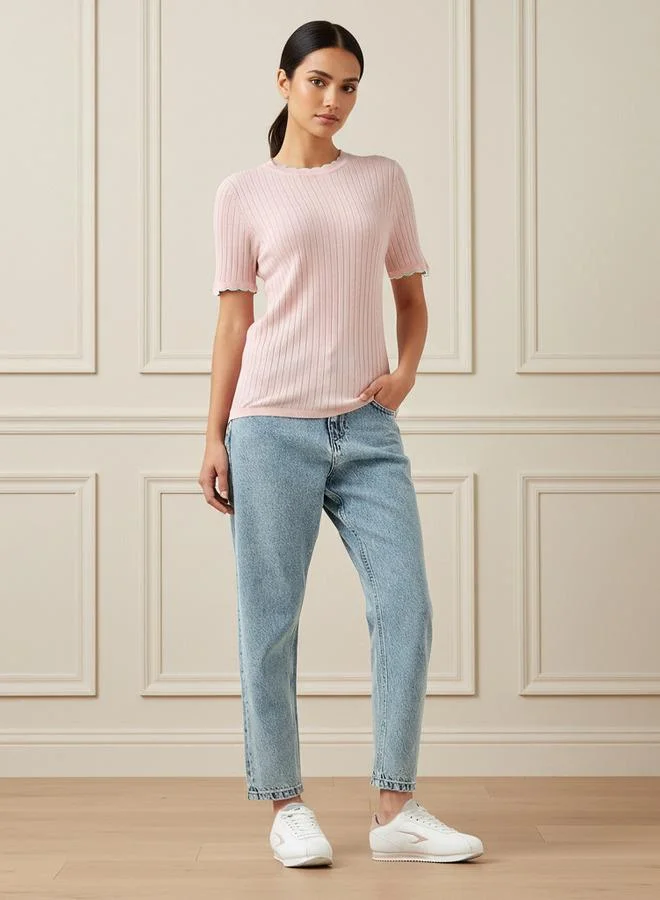 Splash FAV Ribbed Scallop Neck Sweater