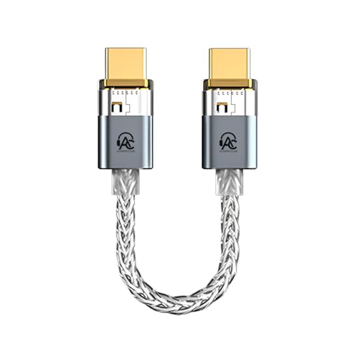 AUDIOCULAR C09 Type-C to Type-C 8-Core Crystal Copper Silver-Plated Audio Cable | Universal USB-C Compatibility | Premium Sound for Smartphones, Laptops, DAC/AMP & Portable Audio (Gray) - Image 1