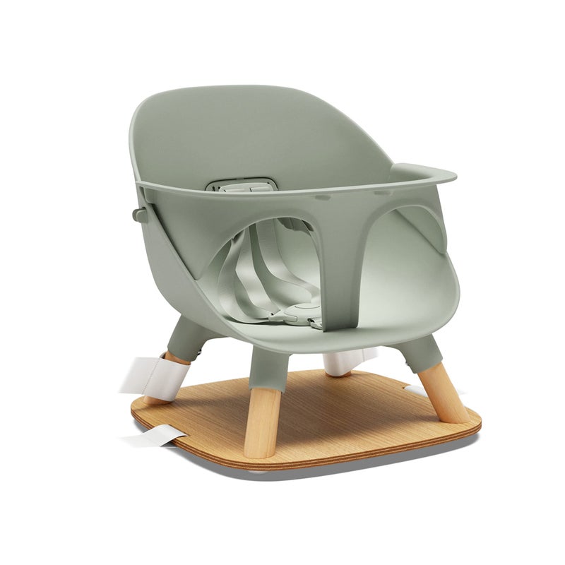 Lalo The Booster Seat for Babies & Toddlers, Children's Booster Seat, Easy to Clean Five-Point Safety Harness & Durable Non-Toxic Plastic Seat & Belly Bar - Sage - Image 1