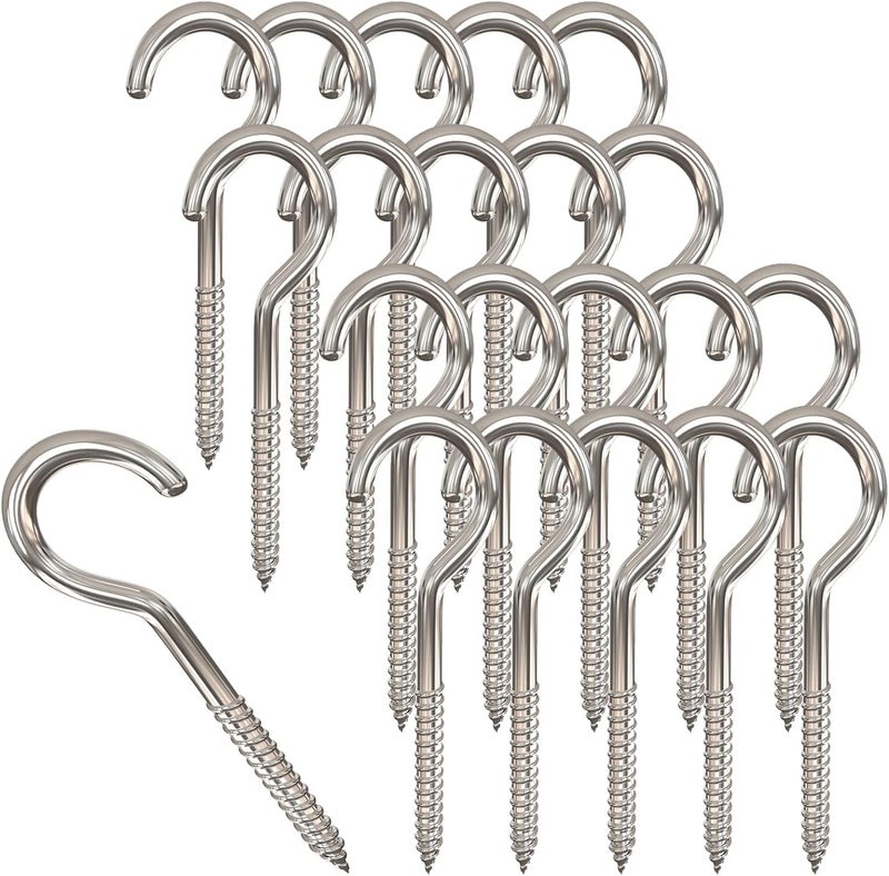 Axe Sickle 2 Inch Metal Cup Hook Screw Hook Silver 50Pcs - Image 1