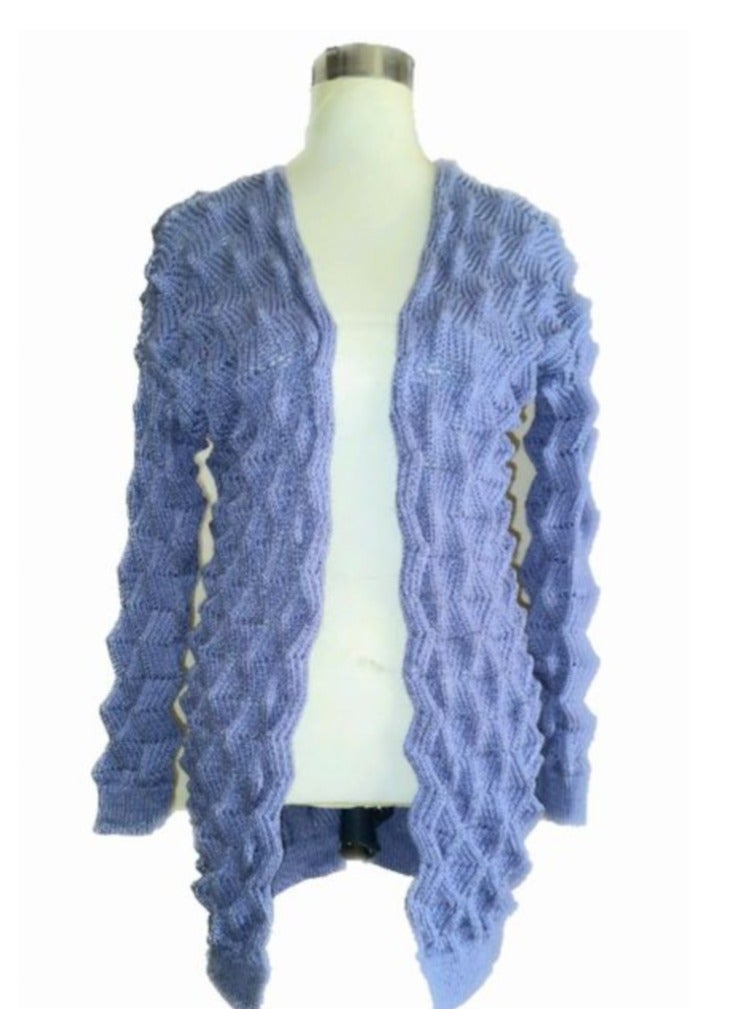 Women tricot knit lilac purple opened cardigan for winter