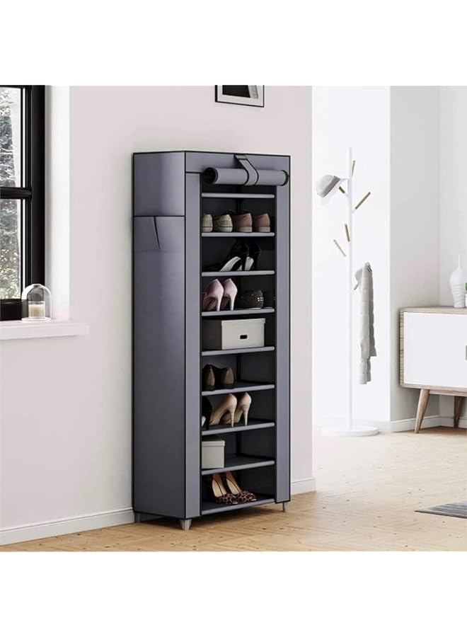 Zaboon Layer Shoe Stand Shoe Organizer With Dust Proof Cover Freestanding Shoe Shelves Cabinet For Closets Shoe Holder And Shoe Storage Rack Shoe Organizer Shoe Cabinet Gray - Image 2