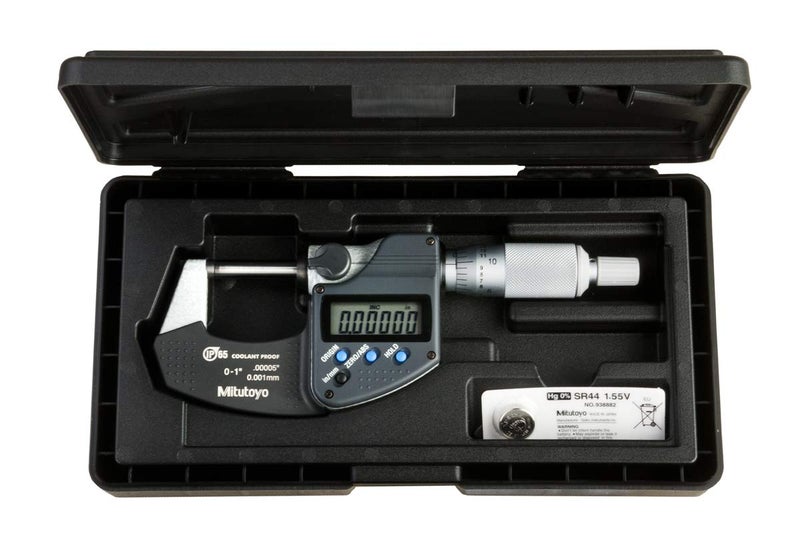 Mitutoyo Mitutoyo 293-340-30 Digital Micrometer, Inch/Metric, Ratchet Stop, 0-1" (0-25.4mm) Range, 0.00005" (0.001mm) Resolution, +/-0.00005" Accuracy, Meets IP65 Specifications  - Image 2