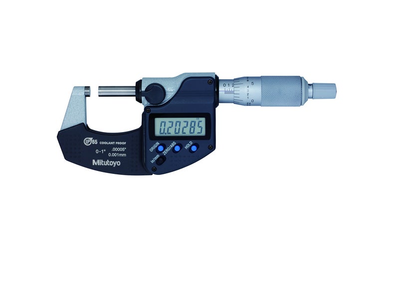Mitutoyo Mitutoyo 293-340-30 Digital Micrometer, Inch/Metric, Ratchet Stop, 0-1" (0-25.4mm) Range, 0.00005" (0.001mm) Resolution, +/-0.00005" Accuracy, Meets IP65 Specifications  - Image 1