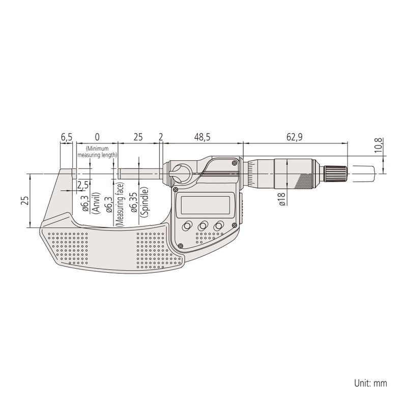 Mitutoyo Mitutoyo 293-340-30 Digital Micrometer, Inch/Metric, Ratchet Stop, 0-1" (0-25.4mm) Range, 0.00005" (0.001mm) Resolution, +/-0.00005" Accuracy, Meets IP65 Specifications  - Image 4