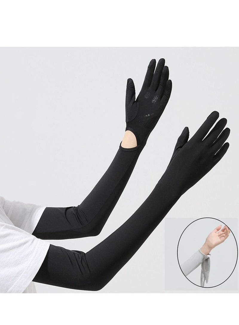 Generic Women's Summer Sunscreen Ice Silk Gloves Anti-Uv Cool Feeling Gloves Outdoor Sports Riding Gloves Driving Gloves - Image 1