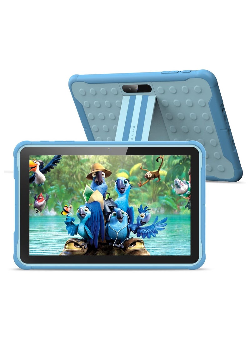 بريتوم تابلت أندرويد 13 للأطفال، تابلت واي فاي للأطفال 10 بوصة، تابلت للأطفال الصغار مع حافظة مقاومة للصدمات، مراقبة الأبوية، 6000 مللي أمبير، ذاكرة وصول عشوائي 2 جيجابايت، ذاكرة تخزين داخلية 64 جيجابايت، كاميرا مزدوجة (أزرق) - Image 1