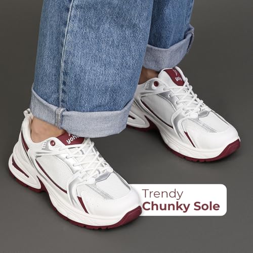 YOHO Chonks Women’s Sporty Comfortable Chunky Sneakers | Burgundy - UK 3 - Image 2