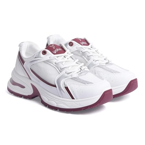 YOHO Chonks Women’s Sporty Comfortable Chunky Sneakers | Burgundy - UK 3 - Image 1