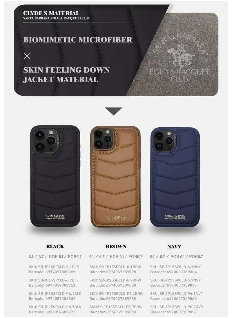 SANTA BARBARA POLO & RACQUET CLUB Clyde Series Protective Soft Stand Phone Case Cover Fabric Stitching vertical Flip Phone Case With Credit Card Holder Slot Compatible with iPhone 15 Pro Max - Brown  - Image 3