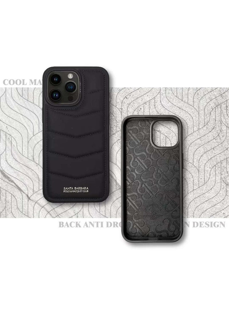 SANTA BARBARA POLO & RACQUET CLUB Clyde Series Protective Soft Stand Phone Case Cover Fabric Stitching vertical Flip Phone Case With Credit Card Holder Slot Compatible with iPhone 15 Pro Max - Brown  - Image 4