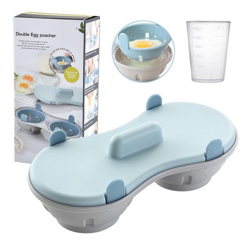 Egg Poacher Microwavable Egg Steam with Measure Cup Dishwashable Egg Maker Poached Egg Steamer Kitchen Gadget