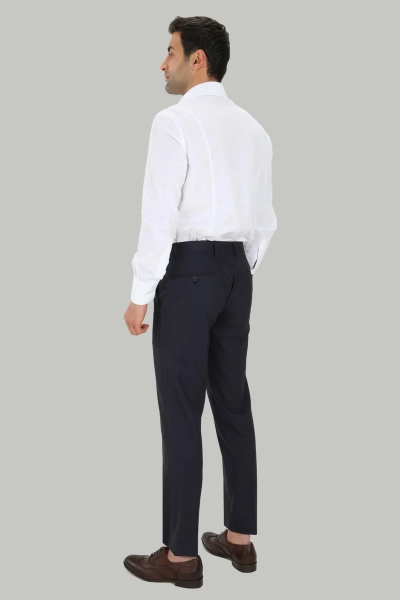D'S DAMAT D'S Groom Ds Groom Comfort Navy Blue Plain Travel Fabric Trousers