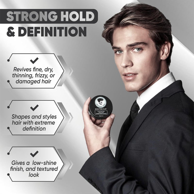 Avenue Man Hair Clay for Men - Matte Finish Sculpting Wax - Strong Hold, Maximum Definition and Textured Control - For All Hair Types - Infused with Beeswax, Kaolin Clay and Argan Oil - 3.0oz/90g - Image 3