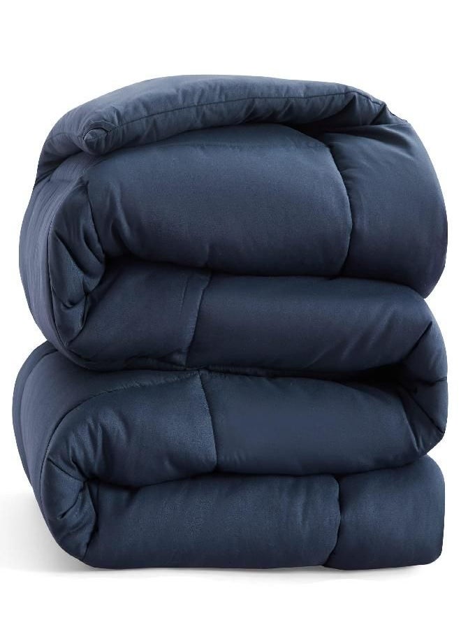Bedsure Bedsure Duvet Insert King Comforter Navy - All Season Quilted Down Alternative Comforter for King Bed, 300GSM Mashine Washable Microfiber Bedding Comforter with Corner Tabs  - Image 1