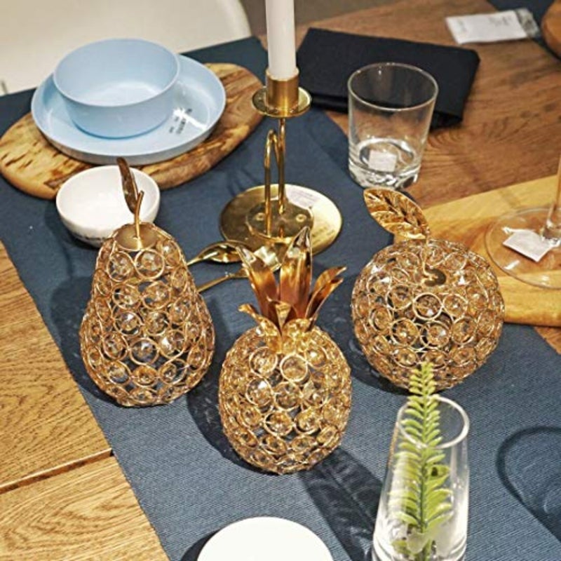 Crystal Ornament, Gold Artificial Fruit Figurine, Nordic Handmade Wrought Iron Table Decoration Gift for Home Wedding Party Festival - Image 4