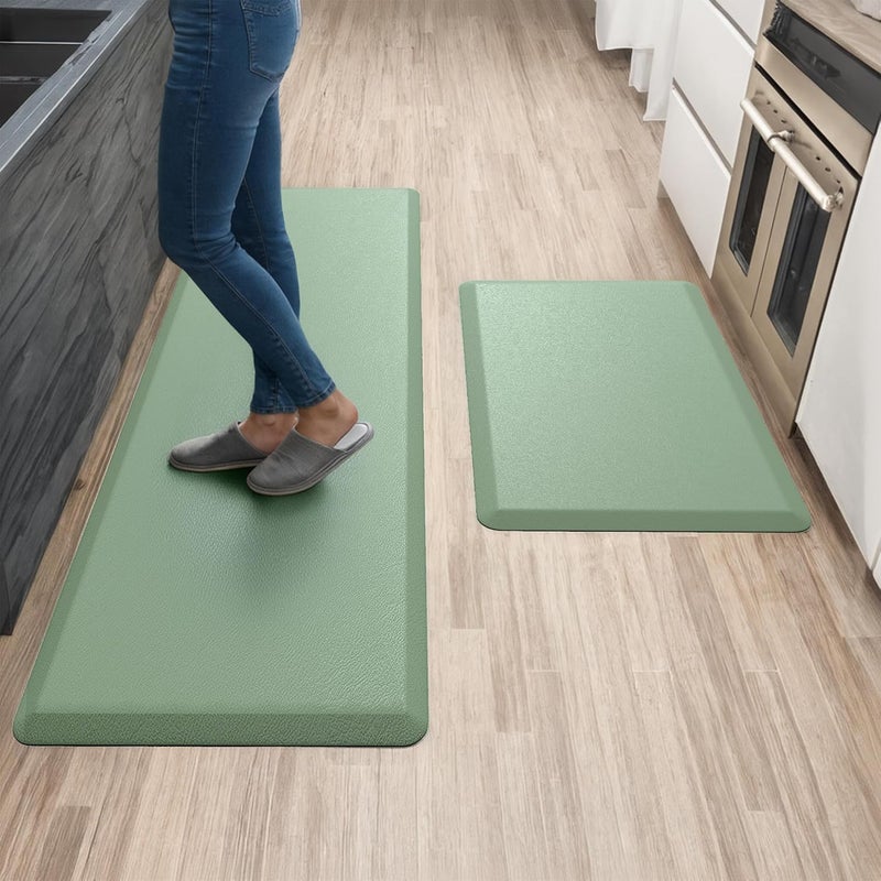 More Decor Anti Fatigue Kitchen Mats for Floor | Padded Kitchen Rugs | Non Slip, Cushioned Standing Desk Mat | Waterproof Floor Mat | 17.3" x 28" x 0.47" & 17.3" x 59" x 0.47", Mint Green, 2-Pack | More Décor - Image 1