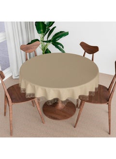Kuber Industries Kuber Industries Round Table Cover | Table Cloth for Round Tables | 4 Seater Round Table Cloth | Dot Round Kitchen Dining Tablecloth | Tabletop Cover | 60 Inch | Golden  - Image 1