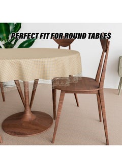 Kuber Industries Kuber Industries Round Table Cover | Table Cloth for Round Tables | 4 Seater Round Table Cloth | Dot Round Kitchen Dining Tablecloth | Tabletop Cover | 60 Inch | Golden  - Image 4