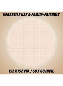Kuber Industries Kuber Industries Round Table Cover | Table Cloth for Round Tables | 4 Seater Round Table Cloth | Dot Round Kitchen Dining Tablecloth | Tabletop Cover | 60 Inch | Golden  - Image 3