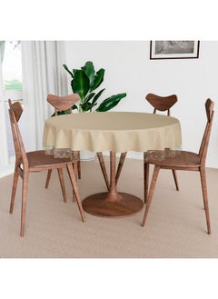 Kuber Industries Kuber Industries Round Table Cover | Table Cloth for Round Tables | 4 Seater Round Table Cloth | Dot Round Kitchen Dining Tablecloth | Tabletop Cover | 60 Inch | Golden  - Image 2