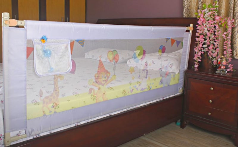 VIC Kid® Adjustable Baby Bedrail Guard Bed Fence (Pack of 2, Lavender Lion)