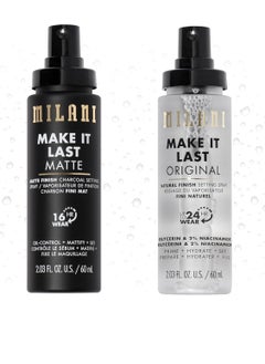 Milani Make It Last Original  Natural Finish 3in1 Primer and Setting Spray  Make it Last Matte  Matte Finish Charcoal Primer and Setting Spray for Oily Skin