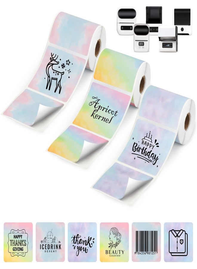 HUIJUTCHEN 3 Rolls Thermal Labels Custom Sticker for Phomemo M110 M220 M221 M120 M200 Label Maker Printer Gradient Square Label Paper 50x50mm Colorful Waterproof Address Label for DIY,Logo,Price,Name - Image 1