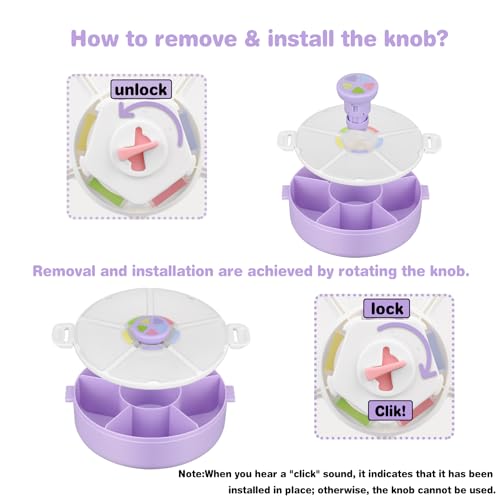 JOOPETALK Kids Reusable Rotating Snack Container with 5 Separate Compartments, Color Matching Opening Lid, BPA/PVC-Free, Dishwasher Safe, Perfect for Travel, School Lunches & On-the-Go Snacking-Purple - Image 5