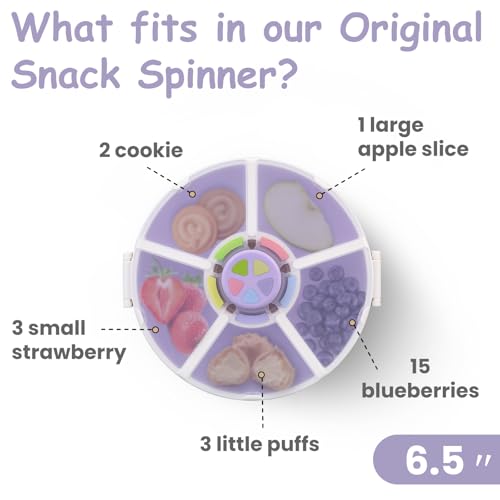JOOPETALK Kids Reusable Rotating Snack Container with 5 Separate Compartments, Color Matching Opening Lid, BPA/PVC-Free, Dishwasher Safe, Perfect for Travel, School Lunches & On-the-Go Snacking-Purple - Image 2