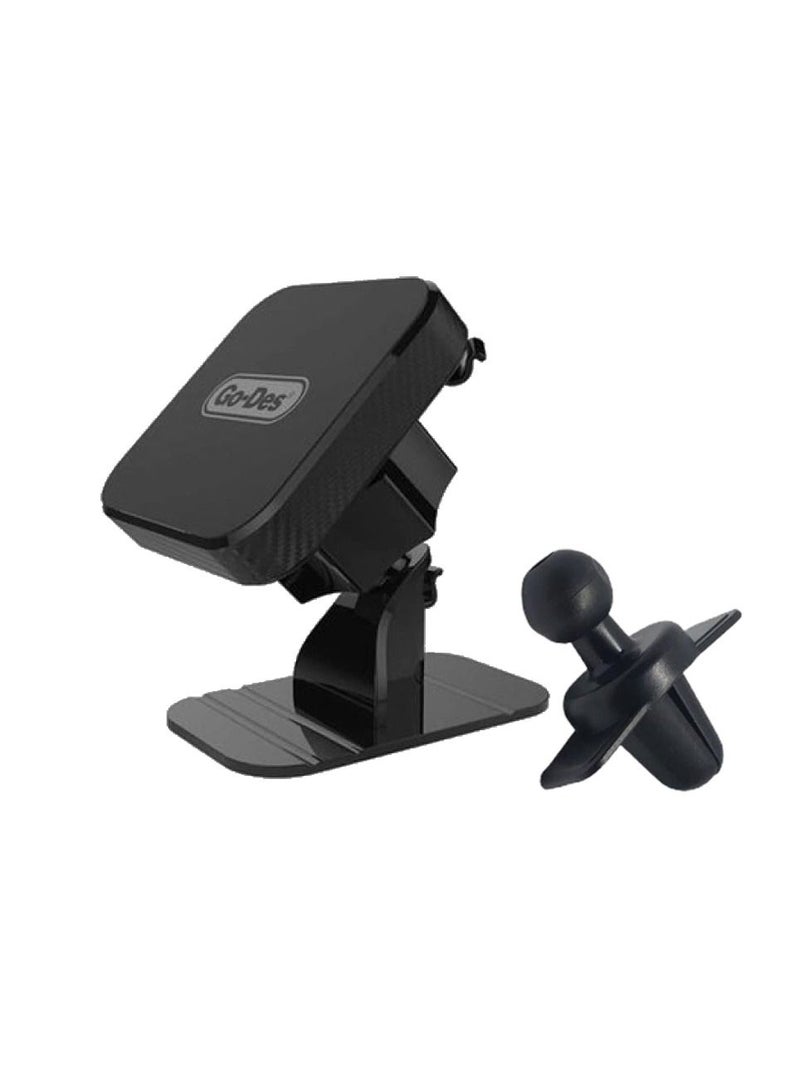 Go-Des 2in1 Magnetic Mount Holder GD-HD635 Car Air Vent and Dash Board 360-Degree Mobile Phone Holder Black - Image 1