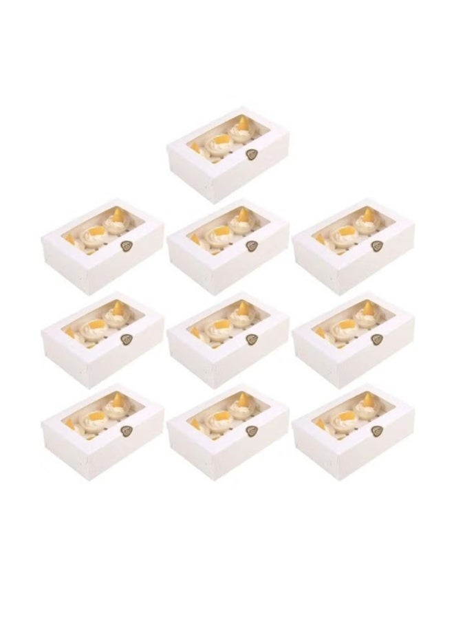 10pcs Picnic Cupcake Storage Box Sets Hold 6 Standard Cupcakes Outdoor Camping Cupcake Holder with Windows Dessert Muffins Easy Transport and Presentation Container - Image 3