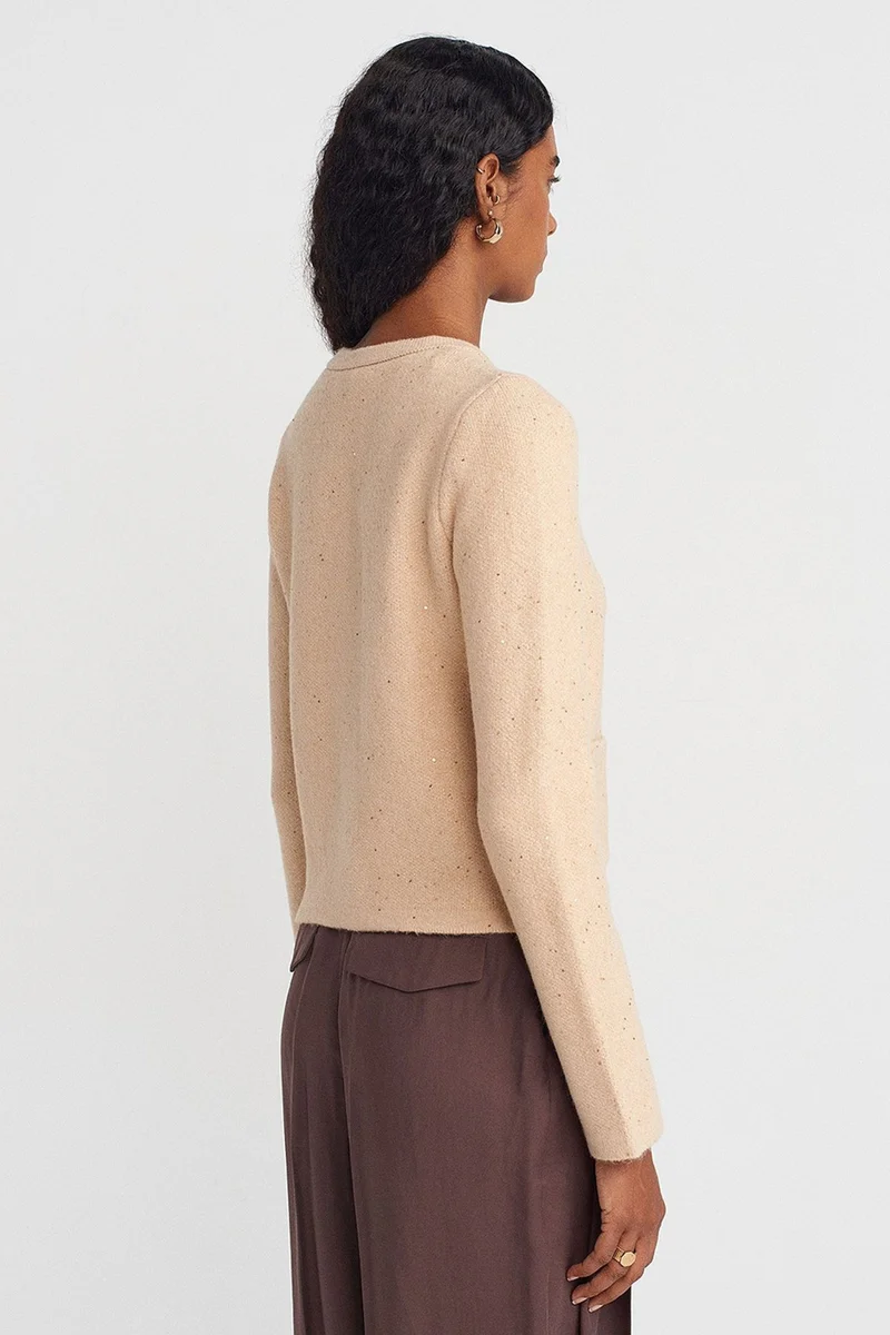 Dilvin Beige Natural DILVIN Women's Knit Cardigan for Women | Best Price UAE