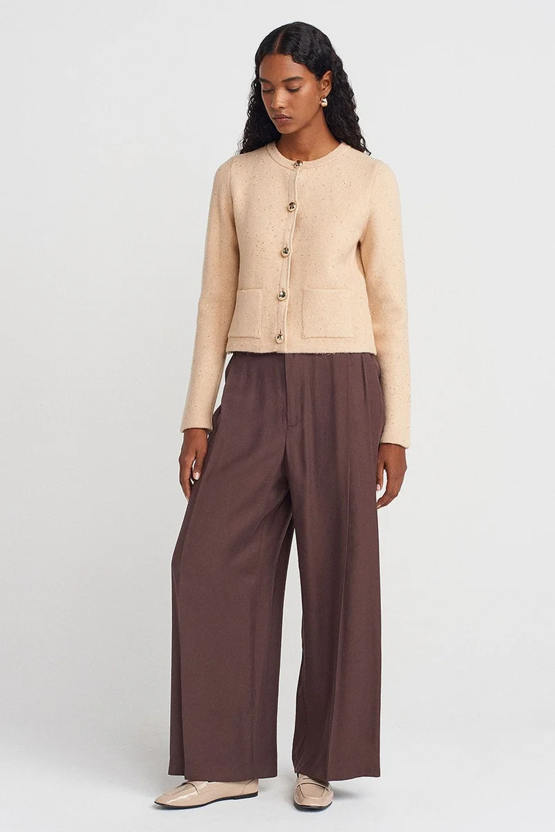 Dilvin Beige Natural DILVIN Women's Knit Cardigan for Women | Best Price UAE