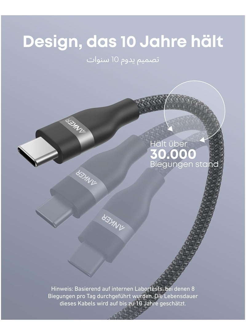 Anker Nano USB C Cable, 240W 6 ft Flexible Multi-Color Braided Cord, Fast Charging Type C Charger for iPhone 17/17 Pro/17 Air/17 Pro Max, MacBook Pro, iPad Pro, Galaxy S24, and More(Black) - Image 4