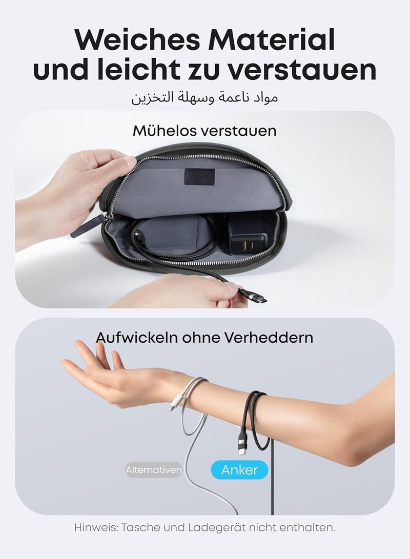 Anker Nano USB C Cable, 240W 6 ft Flexible Multi-Color Braided Cord, Fast Charging Type C Charger for iPhone 17/17 Pro/17 Air/17 Pro Max, MacBook Pro, iPad Pro, Galaxy S24, and More(Black) - Image 3