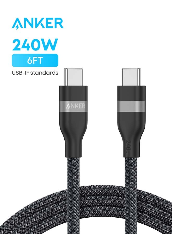 Anker Nano USB C Cable, 240W 6 ft Flexible Multi-Color Braided Cord, Fast Charging Type C Charger for iPhone 17/17 Pro/17 Air/17 Pro Max, MacBook Pro, iPad Pro, Galaxy S24, and More(Black) - Image 1