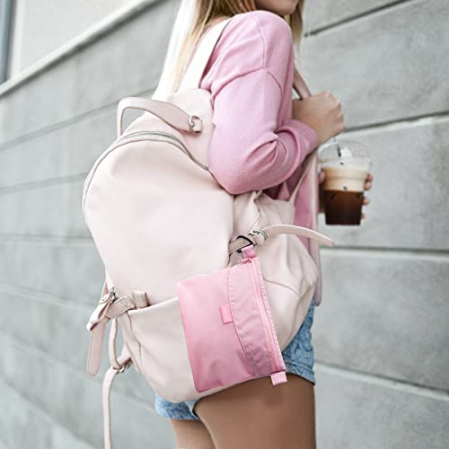 pack all حقيبة بسحاب مقاومة للماء، أكياس شبكية للتخزين، السفر، المكتب (وردي، متوسط) - Image 4