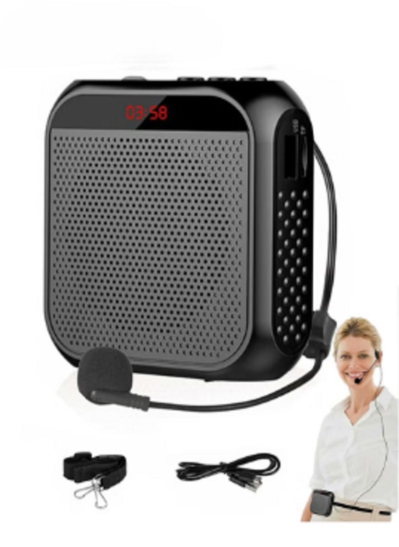 Generic Voice Amplifier, 3.5mm Wired Microphone Headphone Voice Amplifier 2200mAh Rechargeable Multifunctional Noise Canceling Speaker Support U Disk and TF Card  - Image 1
