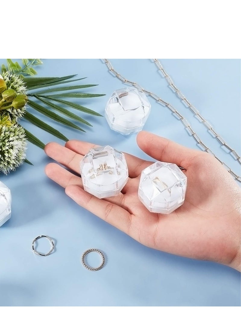 SYOSI - 40Pcs White Transparent Plastic Ring Boxes Crystal Earrings Jewelry Storage Boxes Display Organizer Case with Foam for Storing Rings Jewelry Earrings Wedding Proposal, 1.5×1.5 Inch - Image 1