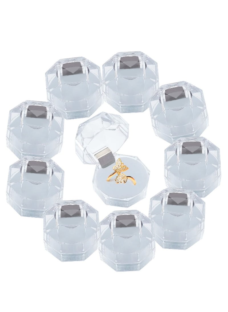 SYOSI - 40Pcs White Transparent Plastic Ring Boxes Crystal Earrings Jewelry Storage Boxes Display Organizer Case with Foam for Storing Rings Jewelry Earrings Wedding Proposal, 1.5×1.5 Inch - Image 1